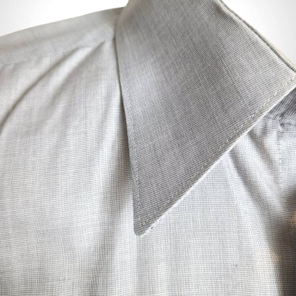 Gianfranco Ferré Studio Light Grey Micro-Check Dress Shirt | Size 17 - Picture 3 of 9
